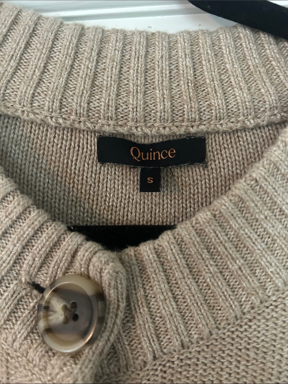 Quince Beige Button-Front Cropped Knit Cardigan - Picture 2 of 3